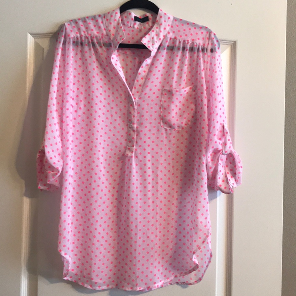 Pink polka dot blouse